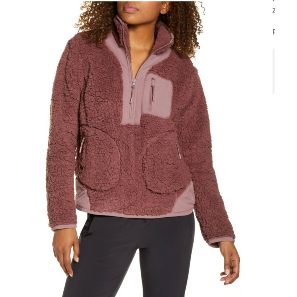Zella Faux Shearling Half Zip Pullover